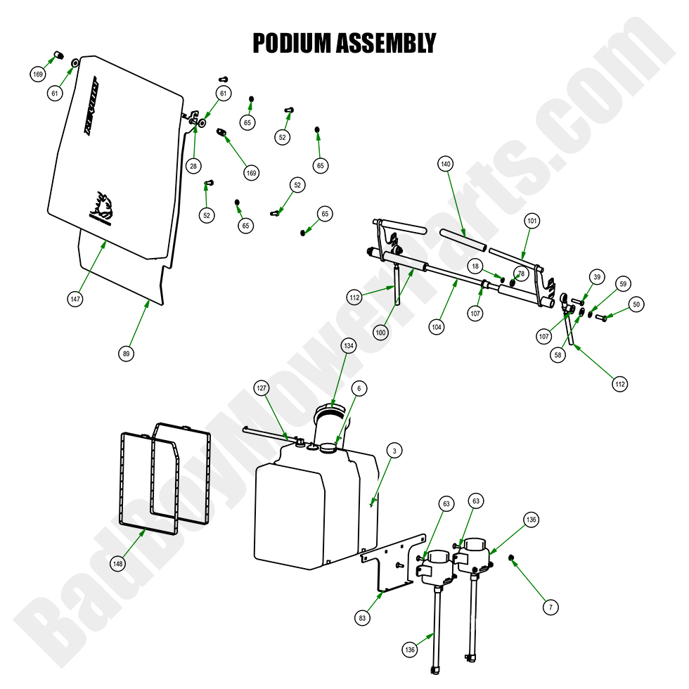 3289 - Bad Boy Mower Parts Lookup > 2023 > Revolt SD > Podium Assembly